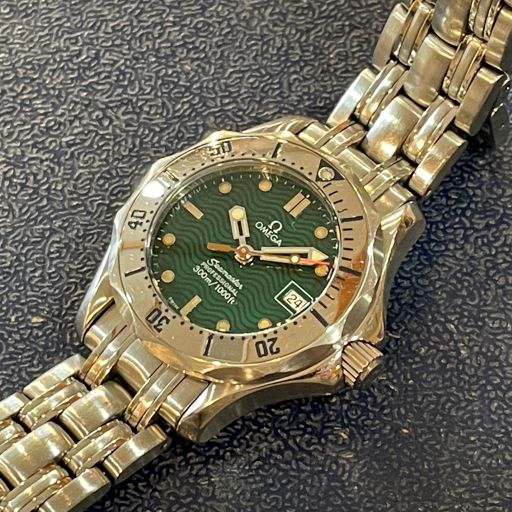 美品稼働オメガシーマスターレディース OMEGA オメガ シーマスター クオーツジャックマイヨール 96年限定