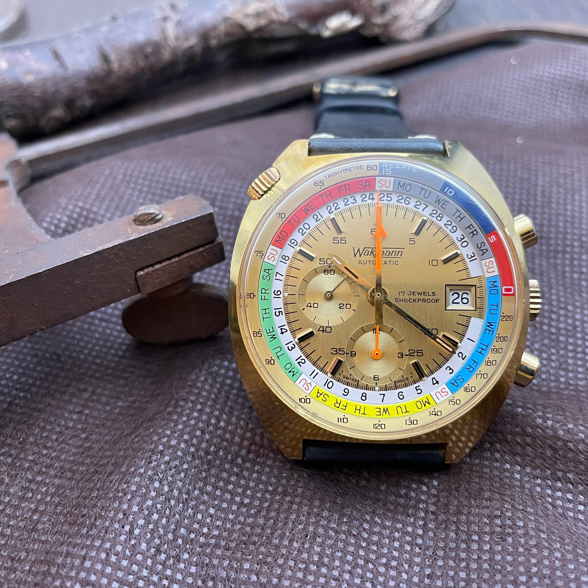腕時計(アナログ)WAKMANN 332 23 ワックマン クロノグラフ 手巻き 時計 