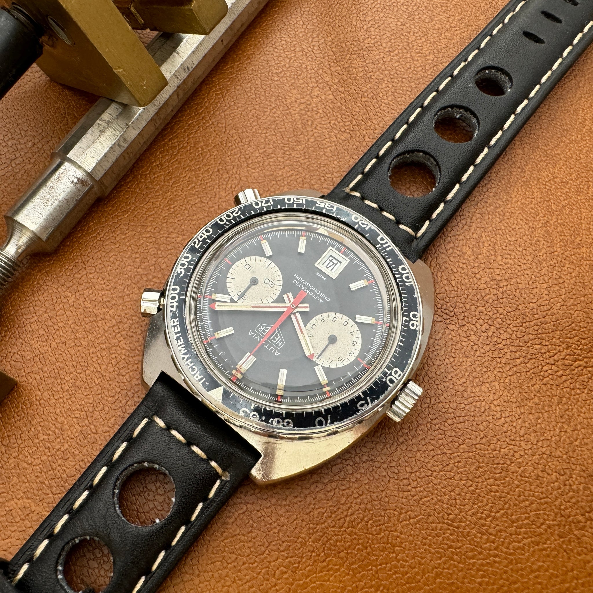 HEUER ホイヤー AUTAVIA オータヴィア クロノグラフ Cal.12 自動巻 70年代製