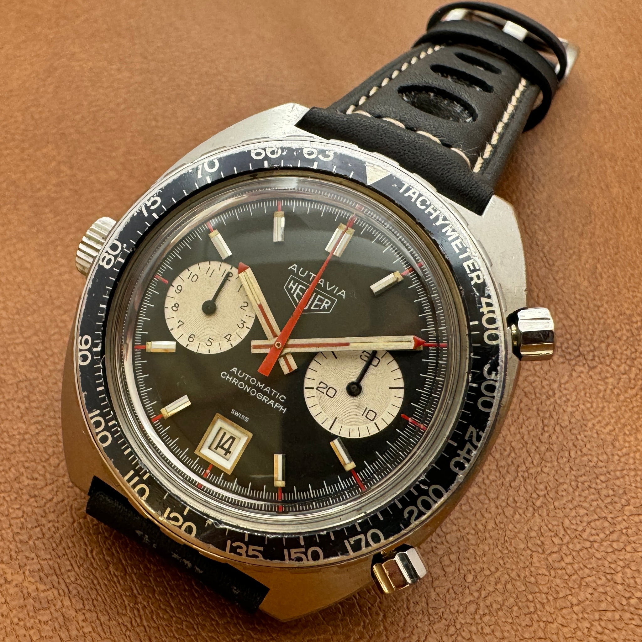 HEUER ホイヤー AUTAVIA オータヴィア クロノグラフ Cal.12 自動巻 70年代製