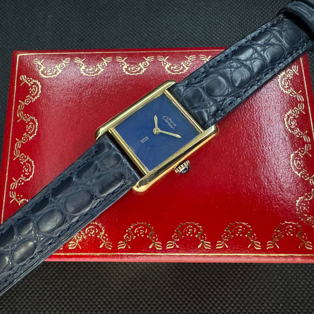 Cartier カルティエ タンク ダークブルー SM 手巻