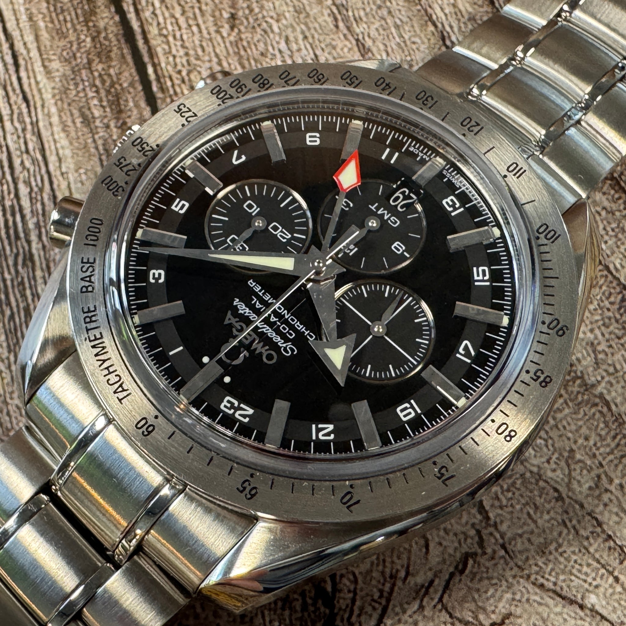 OMEGA オメガ スピードマスター GMT ブロードアロー CO-AXIAL 自動巻 2000年代製 委託品 – matsunotokeiten